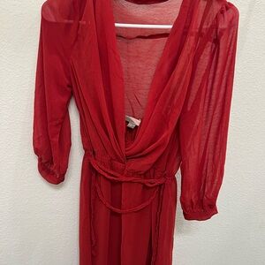 Forever 21 Vibrant Red Long Sleeve Dress